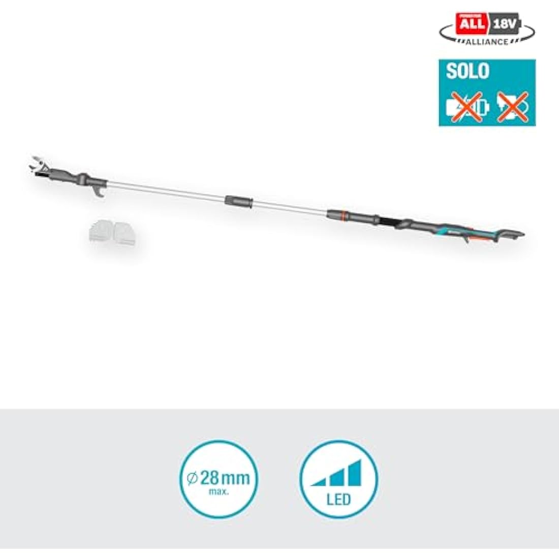 Gardena Cordless Telescopic Tree Pruner HighCut 250/18V P4A no battery: Lopper with telescopic handle for branches up to 4 m high, rotating cutting head, ergonomic handle, LED display (14774-55)