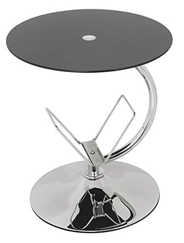 mahara Black Glass Decorative End Table Side Table Coffee Table, Round, 45cm x 45cm, for Living Rooms, Lounges, Study, etc