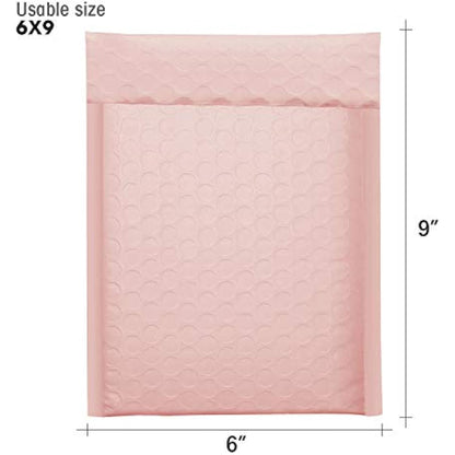 Switory 25Pcs Padded Envelopes, 15.3x22.9cm Bubble Mailers with Easy Tear Strip Peel and Seal Mailer Bags Postal Wrap Envelope Cushioned Protective Packaging, Pale Pink (Inside Size: 15.3x22.9)