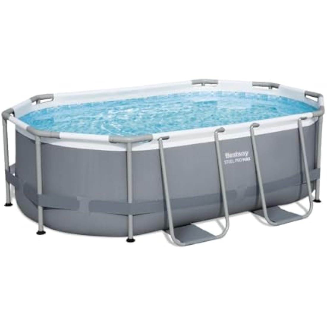 Steel Pro MAX 10' x 6'7" x 33"/3.05m x 2.00m x 84cm Oval Pool Set, Grey/White/Blue