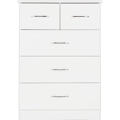 Seconique Nevada 3+2 Drawer Chest in White Gloss