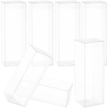 BENECREAT 30PCS Clear Wedding Favour Boxes 5x5x15cm Rectangle PVC Transparent Gift Boxes for Candy Chocolate Party Gift Wrapping