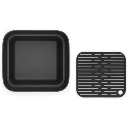 Brabantia Washing Up Bowl with Removable Draining Tray (Dark Grey) Ideal for Rectangular/Square Kitchen Sinks (34.8 x 37.9 x 15.9cm)