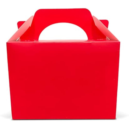 Lotus 50 x Children/Kids Plain Coloured Party Boxes Carry Food Meal Fun Picnic Birthday Wedding Favour/Baby Shower Party Halloween Trick or Treat Box Loot Bag (Red)