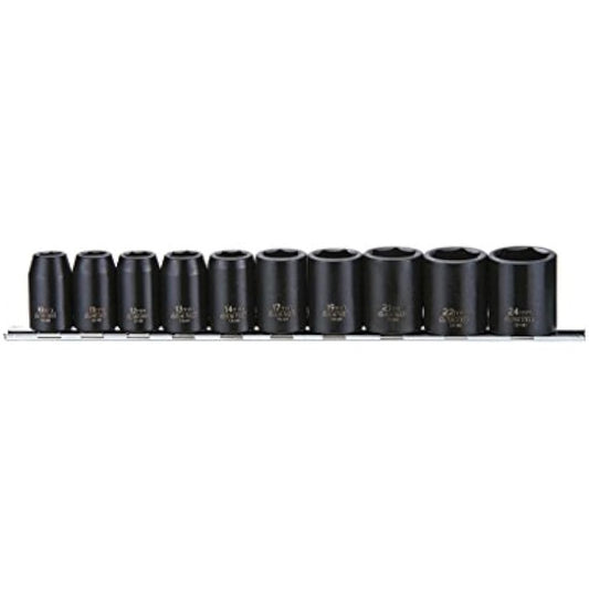 Teng 9121 10 Piece Metric Impact Socket Set 1/2in Square Drive
