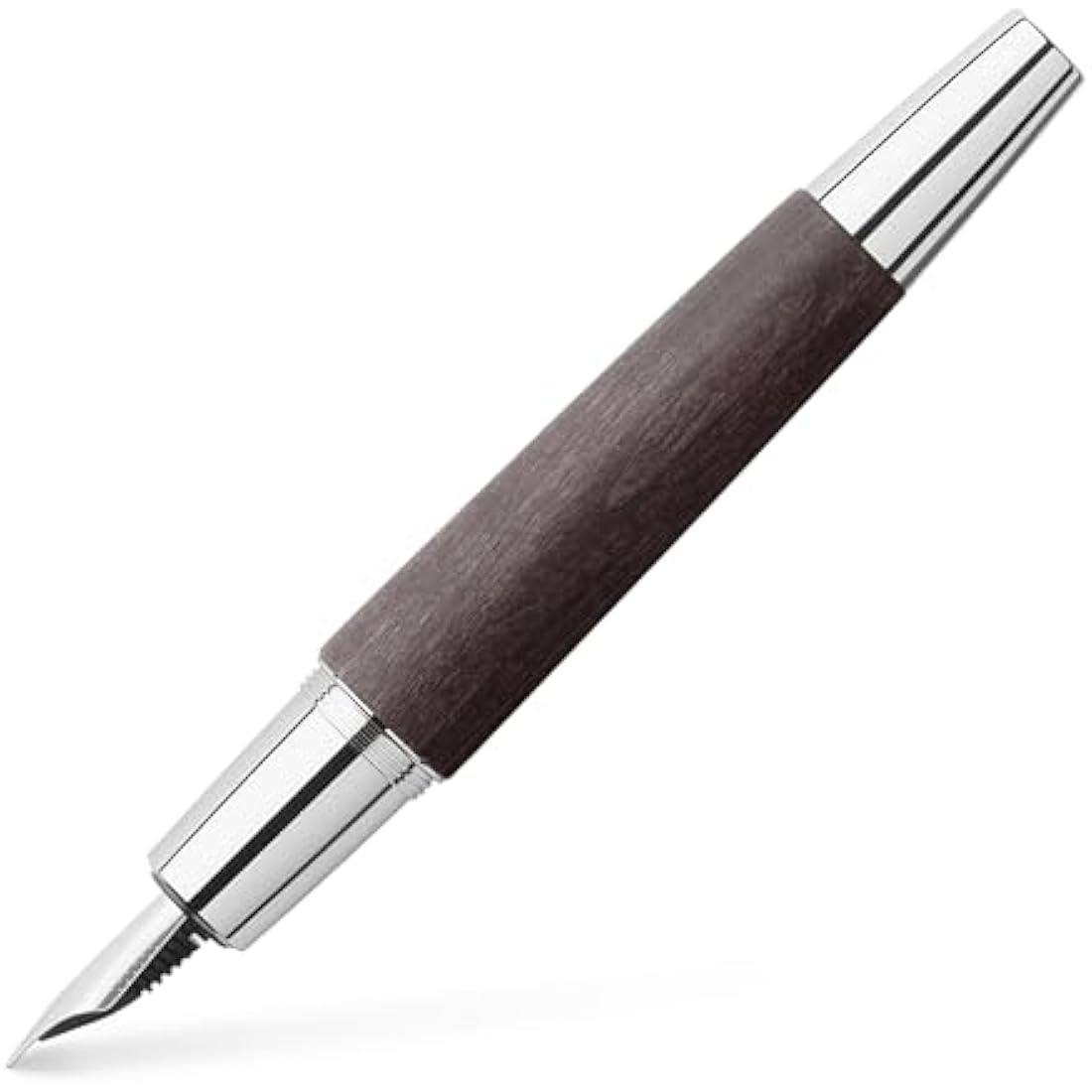 Faber-Castell e-motion 148222 Fountain Pen Wood/Chrome/EF Nib with Gift Packaging/Barrel Colour Black/Silver