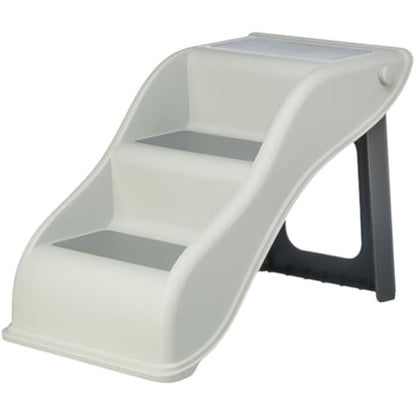 TRIXIE 3 Step Pet Stairs, Lightweight, Easy to Store, Non-Slip Treads, Grey