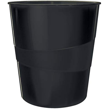 Leitz Waste Paper Bin, 15L Capacity, 100% Recyclable, Blue Angel Certfied, Recycle Range, Black, 53280095