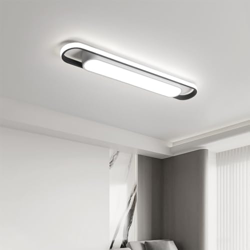Naroume Modern LED Flush Mount Ceiling Lamp, 72cm Linear Metal Ceiling Chandeliers for Living Room, Bedroom, Dining Room, Office, Hallway, Closet, Aisle