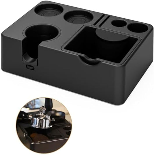 MEION Espresso Tamping Station, Detachable Espresso Knock Box and Tamp Station, 10 in 1 Espresso Organizer Fits 51, 54, 58MM Espresso Tamper, Portafilter, Distributor Puck Screen Espresso Accessories