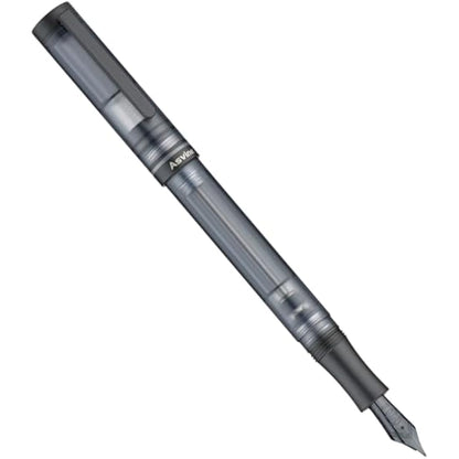 Asvine V200 Titanium Fountain Pen Vacuum Filling, Matte Black Bock Broad Nib Transparent Acrylic Smooth Writing Pen Case Set