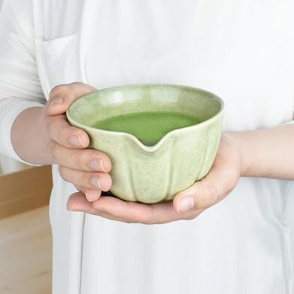Artcome 6-Piece Japanese Tea Set, Matcha Bowl with Spout, Whisk, Scoop, Holder - Handmade Ceremony Kit
