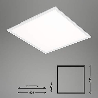 Briloner Leuchten 7192-016 - LED Ceiling lamp Panel, LED lamp, Living Room lamp, Ceiling Light, Ceiling Spotlight, 38W, Square, White 59.5 cm