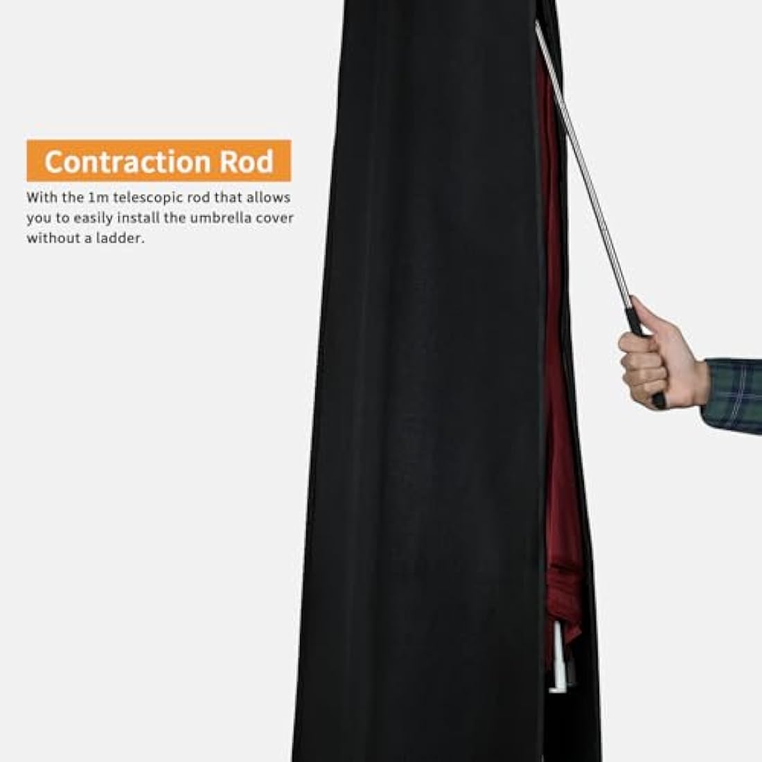 Dokon Double-Sided Parasol Covers Waterproof Double Parasol Cover Heavy Duty Oxford Fabric Anti-UV Garden Umbrella Covers Fit 4.6m Doubles Parasols, Outdoor Brolly Cover with Rod (160x50/62cm)