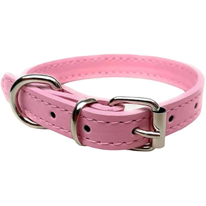 Vibrant Leather Dog Collar for Puppy, Cat, Kitten, Dogs - For Small, Medium, Large & Extra Large Pet Collars (Extra Large (45cm - 55cm Neck), Light Pink)
