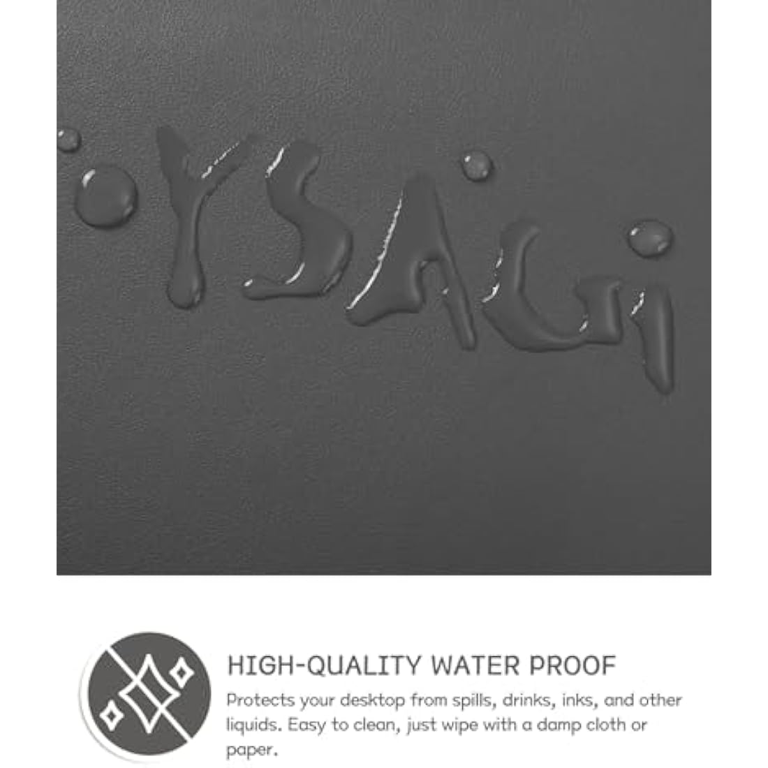 YSAGi Non-Slip Desk Pad, Waterproof PVC Leather Desk Table Protector, Ultra Thin Large Mouse Pad, Easy Clean Laptop Desk Writing Mat for Office Work/Home/Decor (60 x 35 cm, Dark Gray)