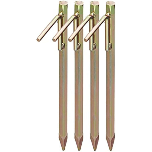 Relaxdays Heavy Duty Tent Stakes Set of 4, for Rocky Terrain, 30.5 cm, Camping Accessory, Galvanized Steel, Gold, 30.5 x 9 x 1.5cm