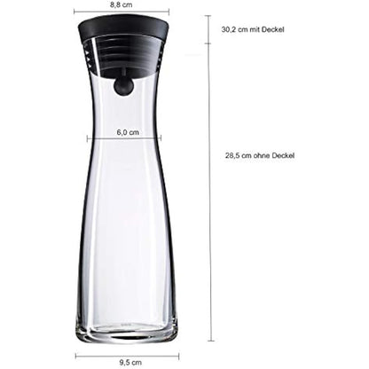 WMF Basic Water Decanter 1L Height 29 cm Close-Up Stopper Glass Cromargan® Stainless Steel,Silver