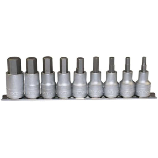 Teng M1212 1/2-inch Clip Rail Metric Hex Socket Drive (9 Pieces)