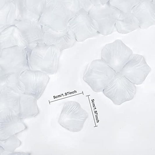 JCF 2000 Pieces Rose Petals, Artificial Flower Petals, No-Taste Emulation Roses Petals for Bedroom Wedding Valentine's Day Anniversary Party Romantic Decorations(White)