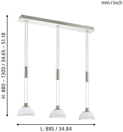 Eglo Pendant Lamp, Stainless Steel, 6 W, Satin Nickel, 93468