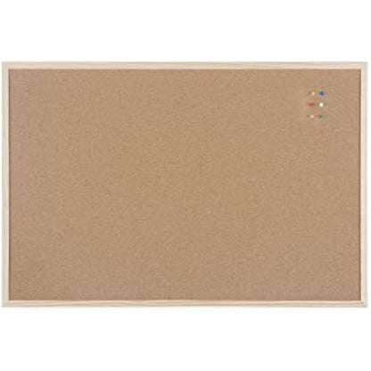 Bi-Office Basic Cork Board, Pine Wood Frame, 90 x 60 cm, brown