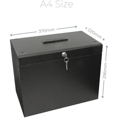Cathedral Products A4 Steel File Box with Starter Pack of 5 Suspension Files - Black