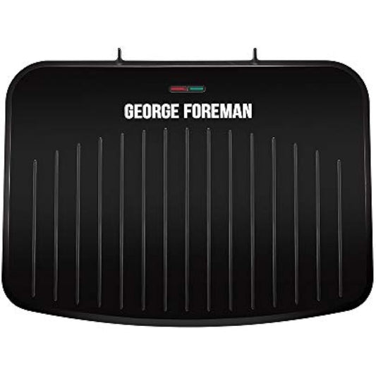 George Foreman Large Electric Fit Grill [Non stick, Healthy, Griddle, Toastie, Hot plate, Panini, BBQ, Energy saving, Vertical storage, Easy clean, Drip tray, Ready to cook light] Black, 2400W 25820