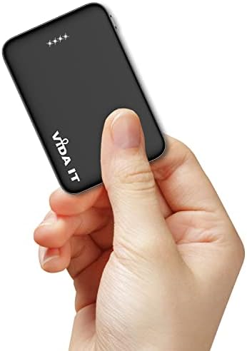 Vida IT Small Power Bank for Heated Vest Scarf Jacket 5V 2A External Battery Pack Portable Charger for iPhone 7 8 X Samsung Galaxy S8 S9 S10 Huawei Android Mobile Phone, 5000mAh Mini USB Power Pack