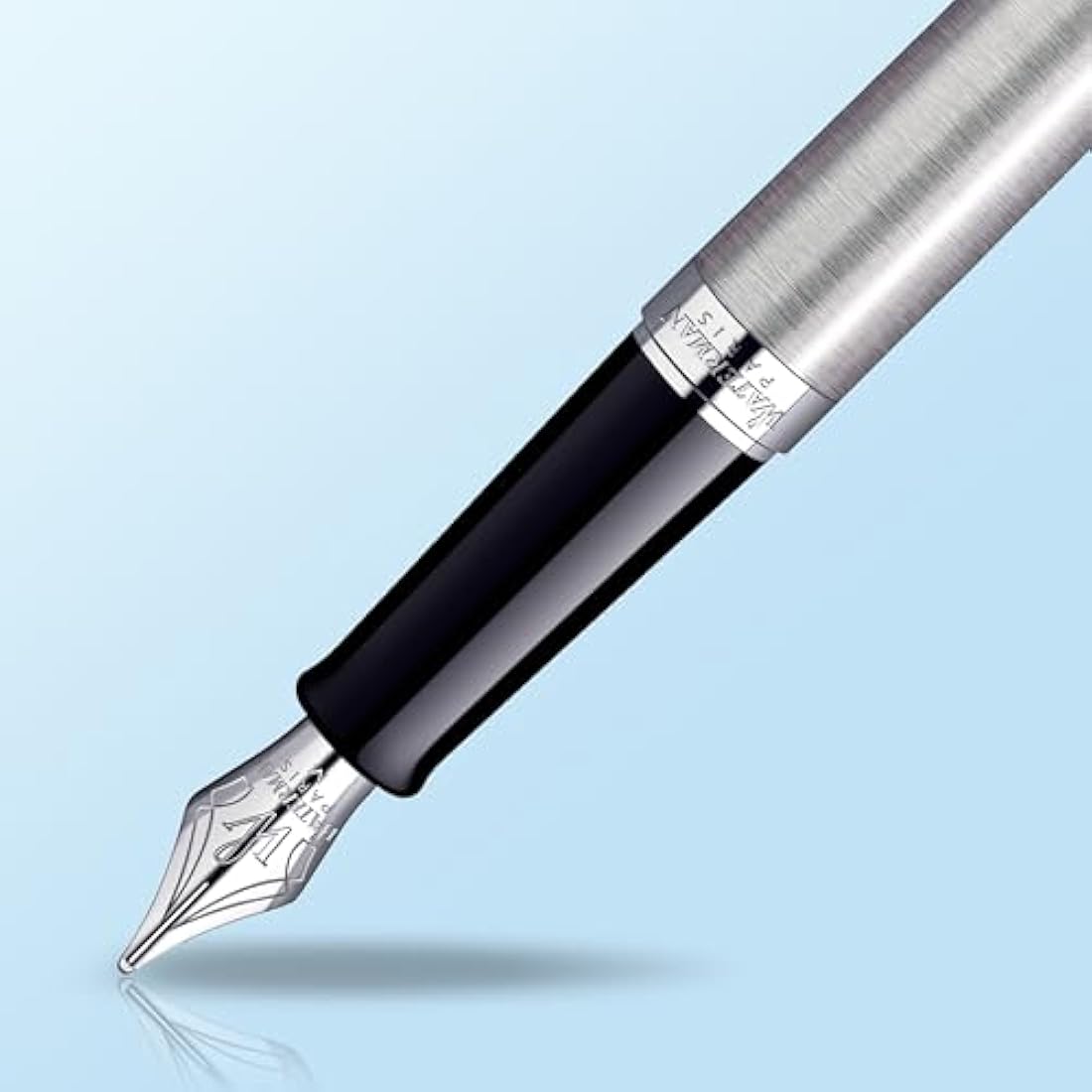 Waterman Hémisphère Fountain Pen | Stainless Steel with Chrome Trim | Fine Nib | Blue Ink | Gift Box