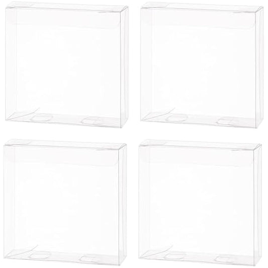 BENECREAT 30PCS Clear Wedding Favour Boxes with Protective Film 10x10x3cm Rectangle PVC Transparent Gift Boxes for Candy Chocolate Birthday, Wedding, Party Favors