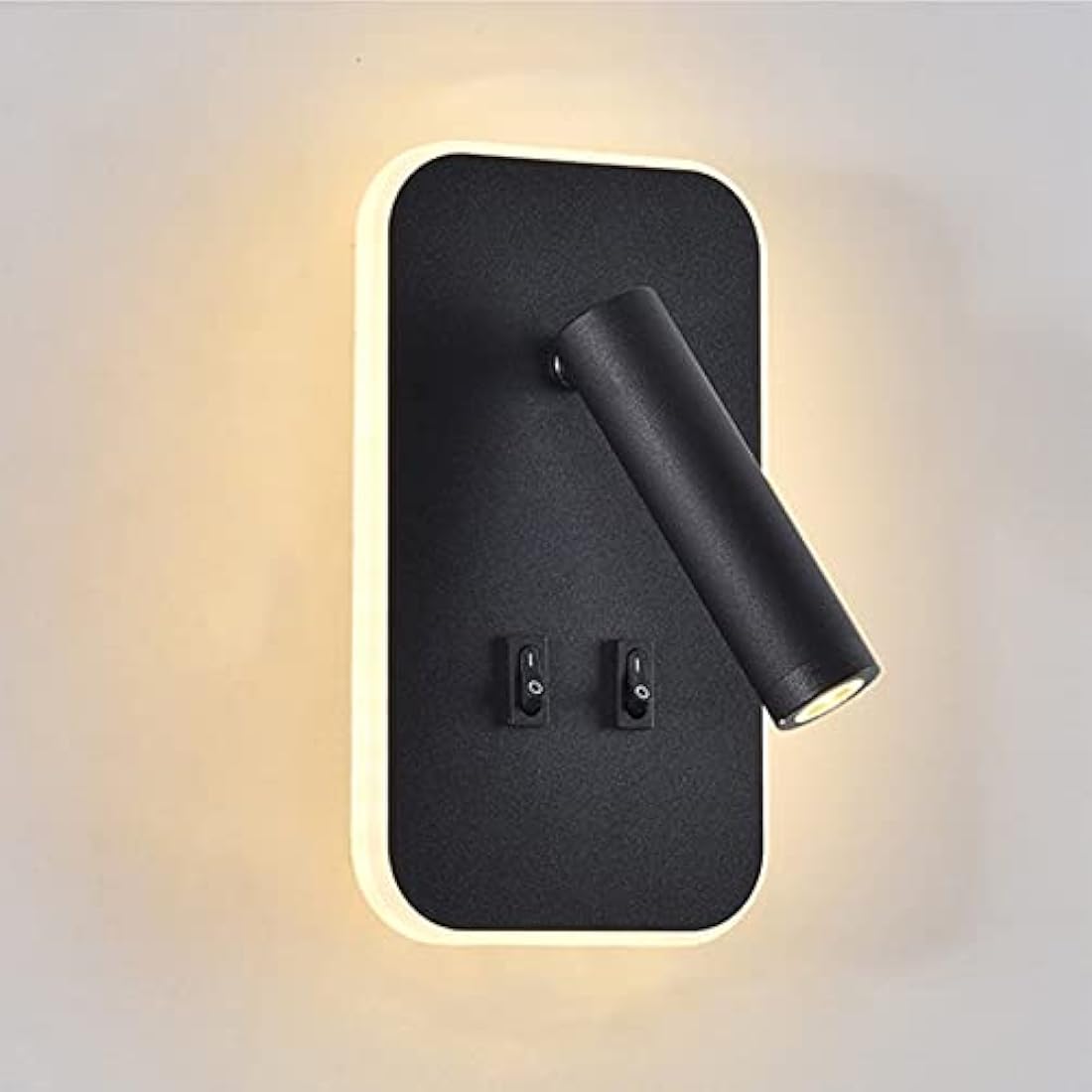 uksunvi LED Wall Mounted Lamp,Bedside Reading Wall Light,12W LED Wall Lamp, Adjustable Spotlight （3W +9W 3000K Warm Light） (2PCS Black Rectangular)