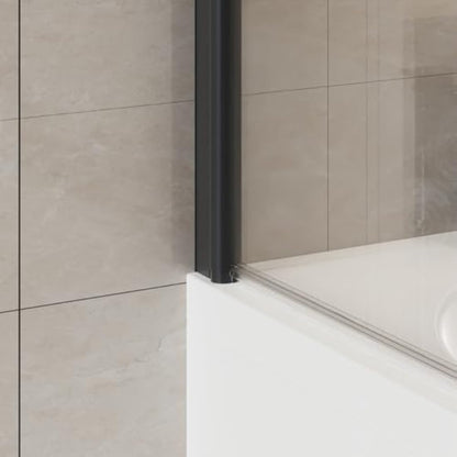 Aquariss 800x1400 Bath Screen Pivot Bath Shower Easy Clean Glass Screen Reversible Door Panel Black with Towel Rail