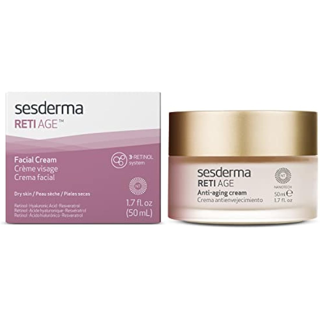 SESDERMA RETI AGE Triple Rejuvenation Anti-Aging Gel Cream for Mature Skin | 3 Forms of Retinol, Vitamin C, and Growth Factors | Advanced Anti-Aging Formula | Hydrating and Soothing | 50ml