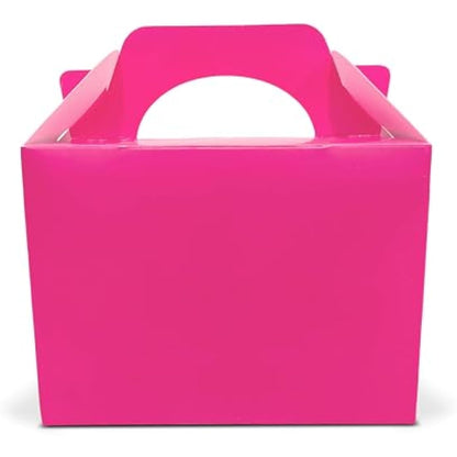 Lotus 50 x Children/Kids Plain Coloured Party Boxes Carry Food Meal Birthday Party Box Loot Bag Gift Boxes (Neon Pink)