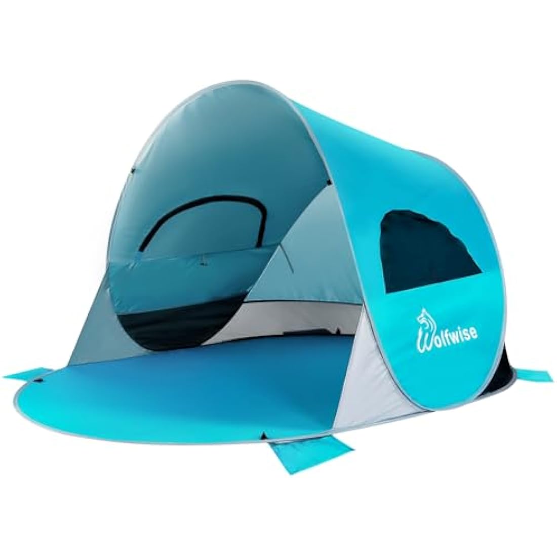 Wolfwise 3-4 Person Pop Up Beach Tent UPF 50+ Family Baby Sun Shelter Canopy Sport Umbrella Sun Shade Tent, Blue