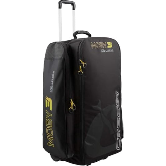 CRESSI Moby 3 Trolley Bag Black/Yellow 100 L - Robust and Spacious Trolley Bag Ideal for Sporting Activities and Travel, Black/Yellow, 100 L, Unisex