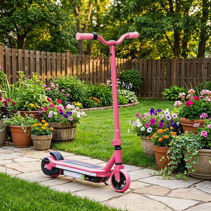 AIYAPLAY Electric Scooter for Kids 6-14 Years, with Colourful Lights, Pink