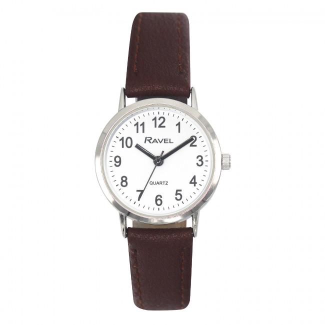 Ravel Ladies Basic White Dial Brown Leather Strap Watch R0129.21.2