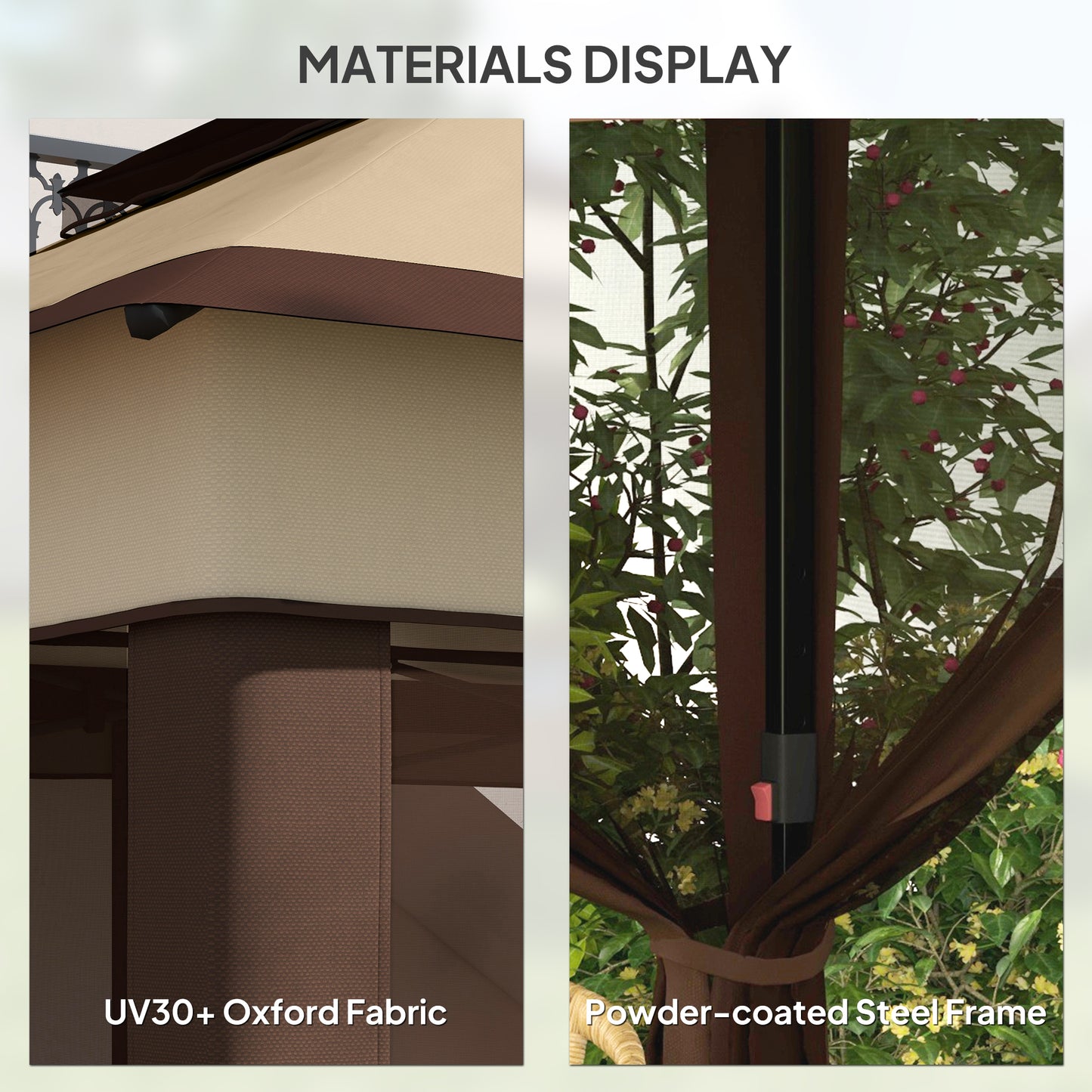 Outsunny 3 x 3(m) Pop Up Gazebo with Netting and Carrying Bag, Party Tent Instant Event Shelter, Height and UV-Resistant,, Beige