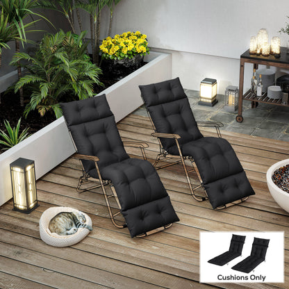 Outsunny Set of Two 190 x 56cm Sun Lounger Cushions - Black
