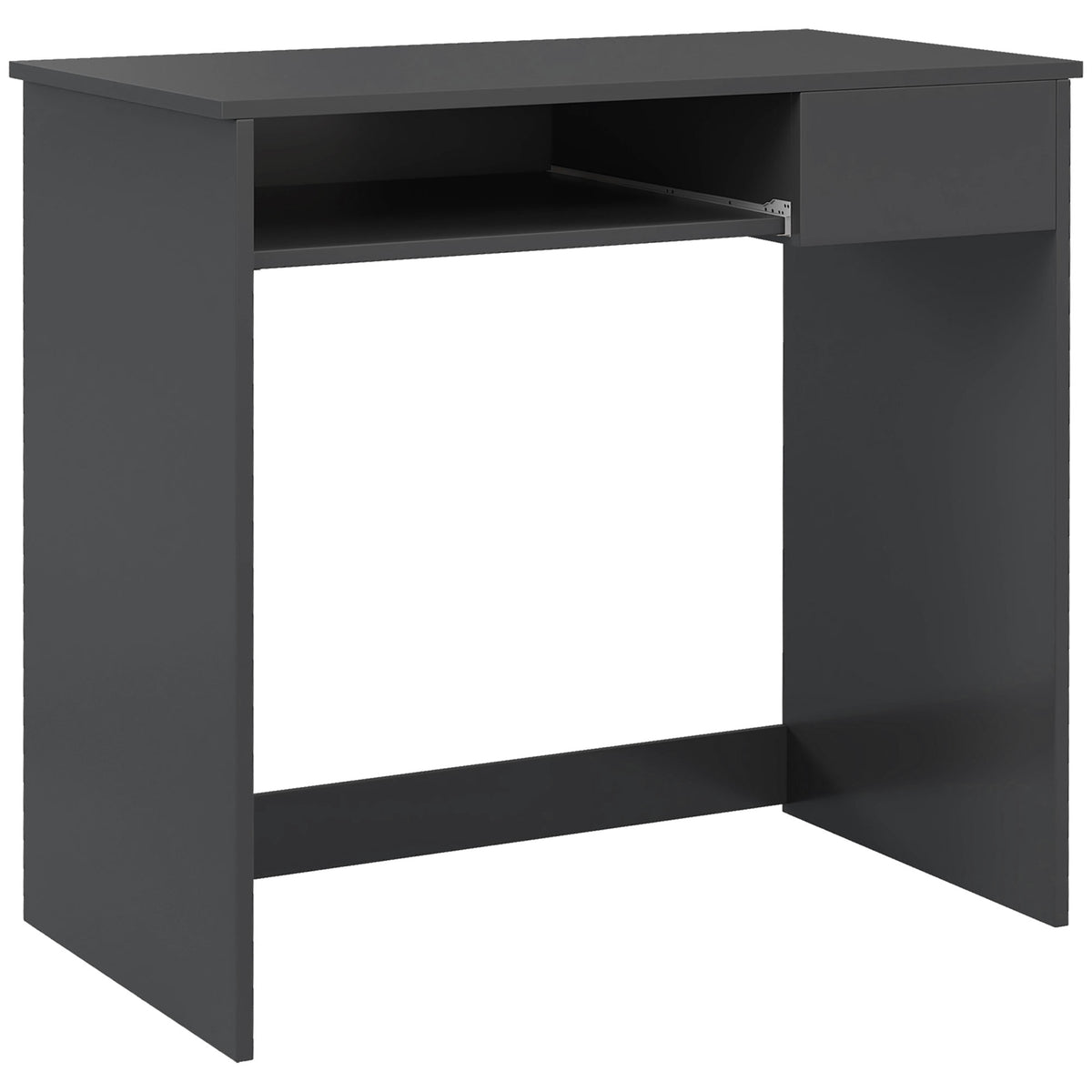 HOMCOM Compact Computer Desk with Keyboard Tray and Drawer, Study Desk, Writing Desk for Home Office, Grey