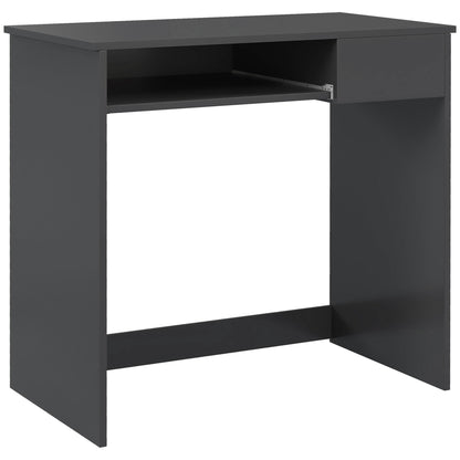 HOMCOM Compact Computer Desk with Keyboard Tray and Drawer, Study Desk, Writing Desk for Home Office, Grey