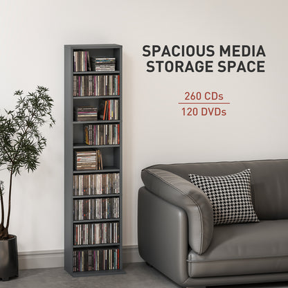 HOMCOM 260 Narrow CD Storage Unit - Grey