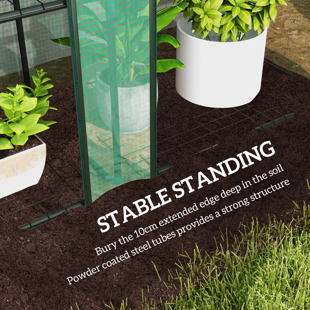 Outsunny 46 x 215 cm Nine-Shelf Greenhouse - Green