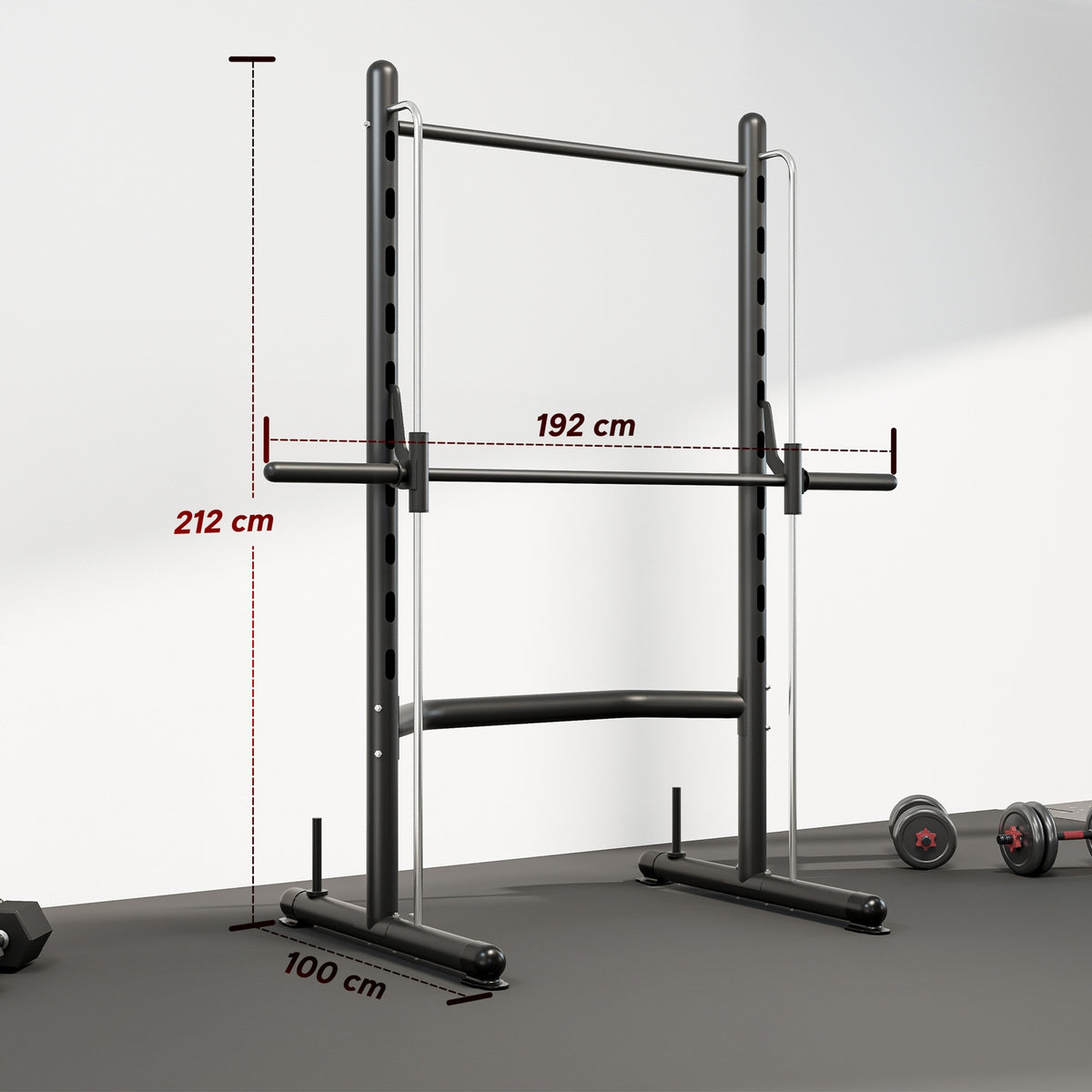 HOMCOM Adjustable Squat Rack, with Pull Up Bar, Barbell Bar for Home Gym