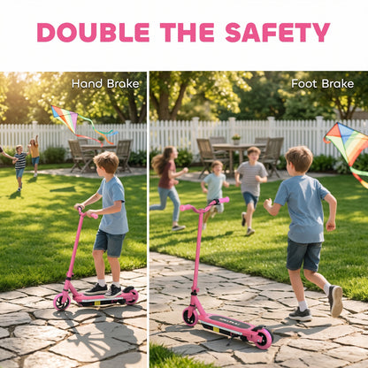 AIYAPLAY Electric Scooter for Kids 6-14 Years, with Colourful Lights, Pink