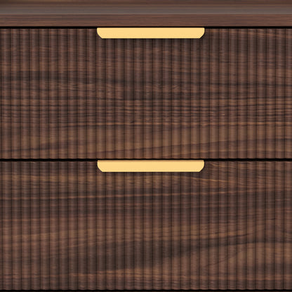 HOMCOM Elegant Two-Drawer Bedside Table - Walnut Brown
