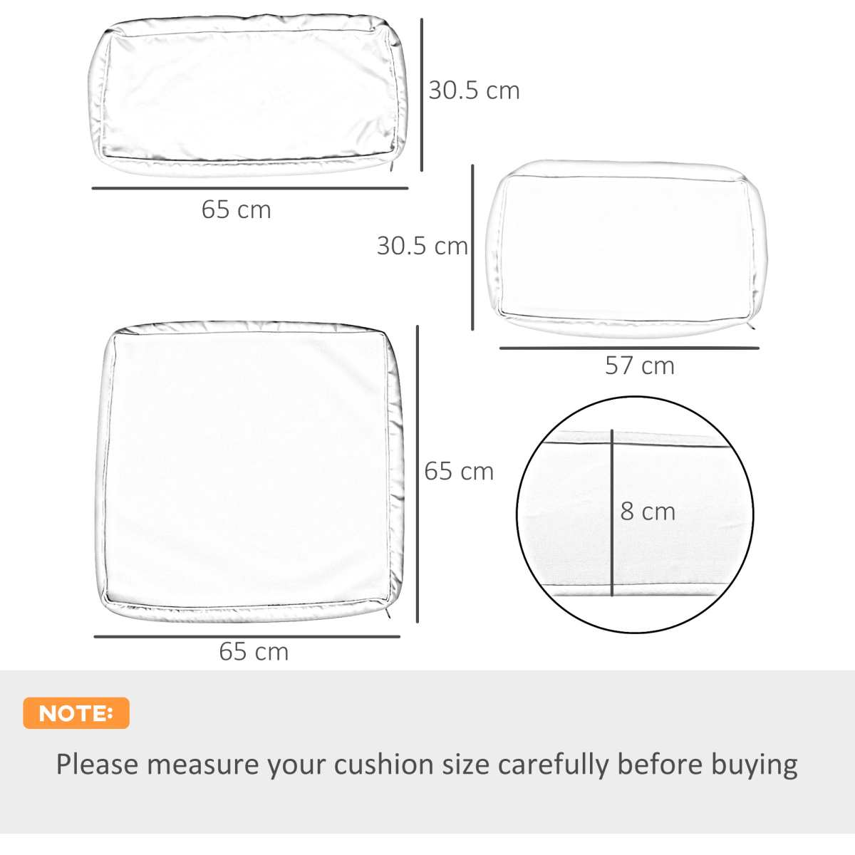 12-Piece Cusion Replacement for Outdoor Garden Rattan Furniture Beige