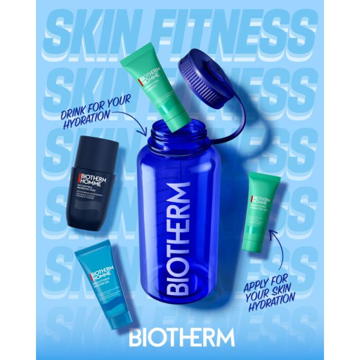 Biotherm Homme Set (Aquapower Advanced Gel 20ml  Aquapower Cleanser 40ml  Aquafitness Shower Gel 40ml  Day Control 48 Protection Roll-On 75ml)